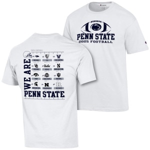 white short sleeve t-shirt Penn State 2025 Football Schedule